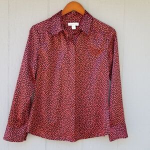 Coldwater Creek Square Print Button Down S Blouse
